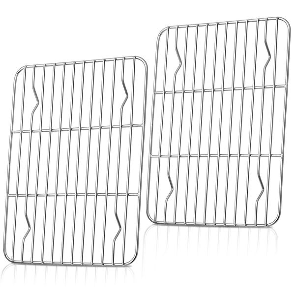 Cooling Racks Set of 2, Joyfair Stainless Steel Small Wire Rack for Roasting, Grilling, Cooking and Drying for Cake/Pizza/Meat, Fit Baking Tray& Toaster Oven, Dishwasher Safe, 22 * 16.5cm