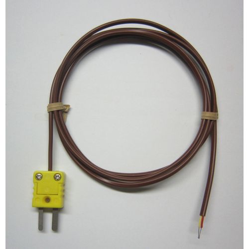 Brown K-Type Thermocouple AWG 30 Wire Sensor Probe with PVC Insulation 221 °F or 105 °C - 3 ft