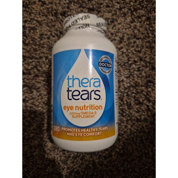 TheraTears 1200mg Omega 3 Supplement for Eye Nutrition, Organic Flaxseed...