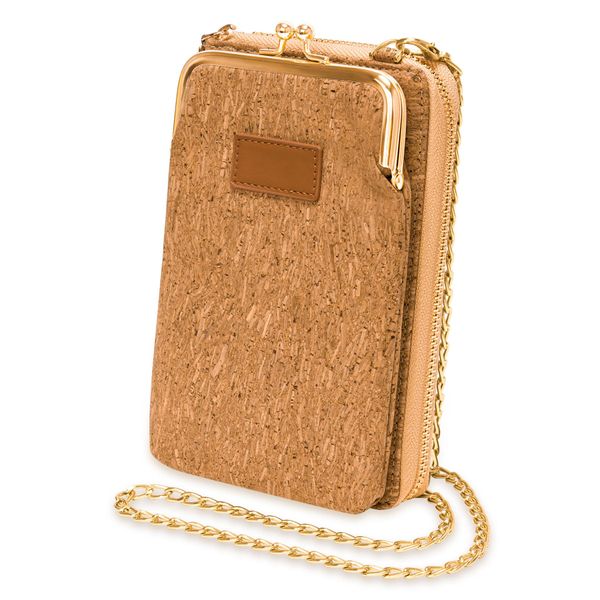 Toptime Handytasche zum Umhängen Damen, Kleine Umhängetasche Damen mit Metallkette, Multifunktionale PU-Leder Crossbody Bag mit Holzmuster, Braun Kleine Tasche Damen für Shopping, Dating, Urlaub