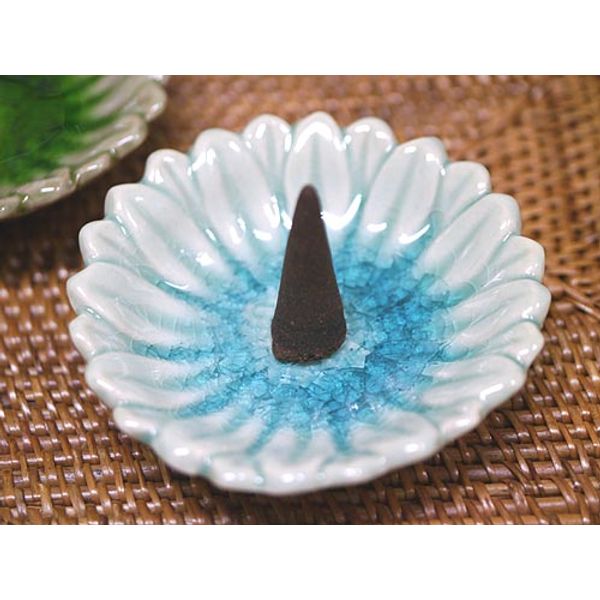 Incense Thai Celadon Flower-shaped Incense Plate Blue/Indian Incense Cone! incense holder