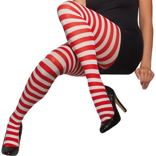 Smiffys Striped Tights Red And White