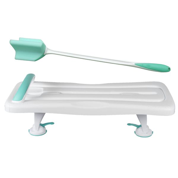 Helping Hand Company Bathroom Kit, Bath Board for Disabled and Long Handled Foot Sponge for Shower, Bath Transfer Boards for Elderly, Suspended Bath Seat with Handle, Toe and Foot Scrubber