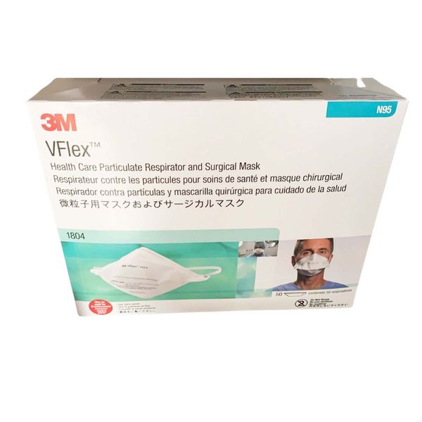 3M VFlex Particulate Respirator Surgical Mask Flat Fold 50 per Box 1804