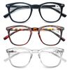 HAPJOYS Reading Glasses for Women Men Stylish Readers +1.75 Lightweight Reader Glasses for Reading 3 Pack Black/Tortoise/Clear Frame