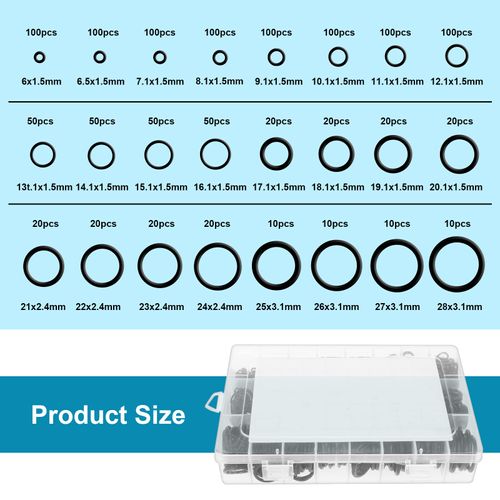 HSEAMALL 1200 Pieces O Ring Set, 24 Sizes Rubber O Ring Set, Sealing Washer with 4 Hooks and Hooks for Plumbing, Gas, Automotive, and Faucet Repair