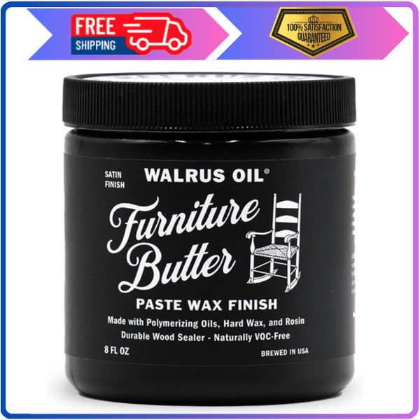 Furniture Butter, Paste Wax Finish. Tung Oil, Carnauba Wax,wood Sealer, 8Oz Can