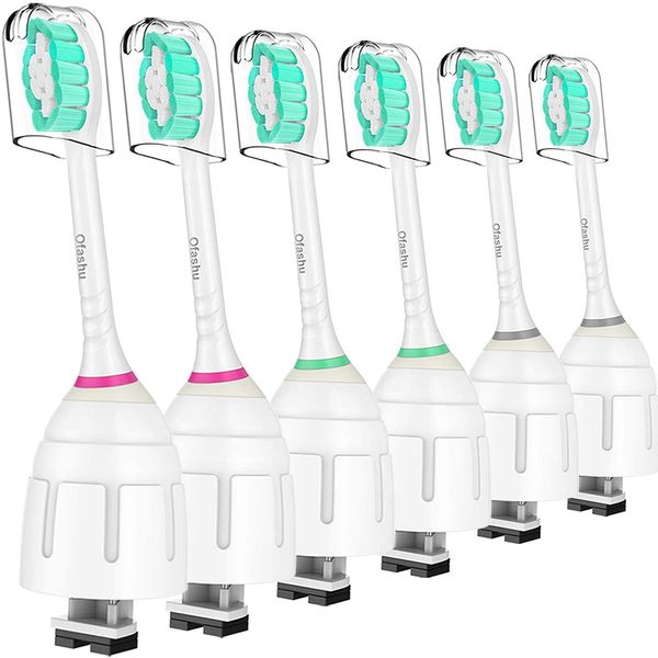 Ofashu Replacement Toothbrush Brush Heads for Philips Sonicare E Series Essence Elite Xtreme Advance CleanCare All Screw On Electric Toothbrush HX7022/66, 6 Pack