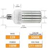 AC277-480V LED Bulb 100W Corn Cob Light Bulb E39 5000K Lamp Replace for 400W HID