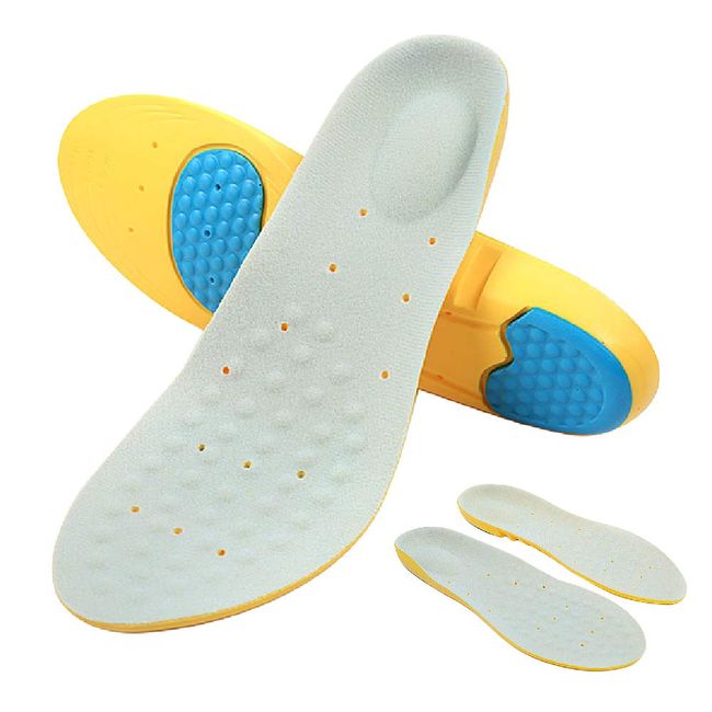 Insole, 2 Pairs, 4 Pieces, Anti-Fatigue, Shock Absorbing, Gel Insole, Sports, Shock Absorbing, Standing, Work, Breathable, Antibacterial, Odor Resistant, Cushion, Insole, Anti-Fatigue, Adjustable Size (M)