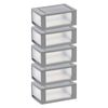 6 Qt. Small Plastic Stackable Storage Drawers Box Modular Gray Clear Set of 5