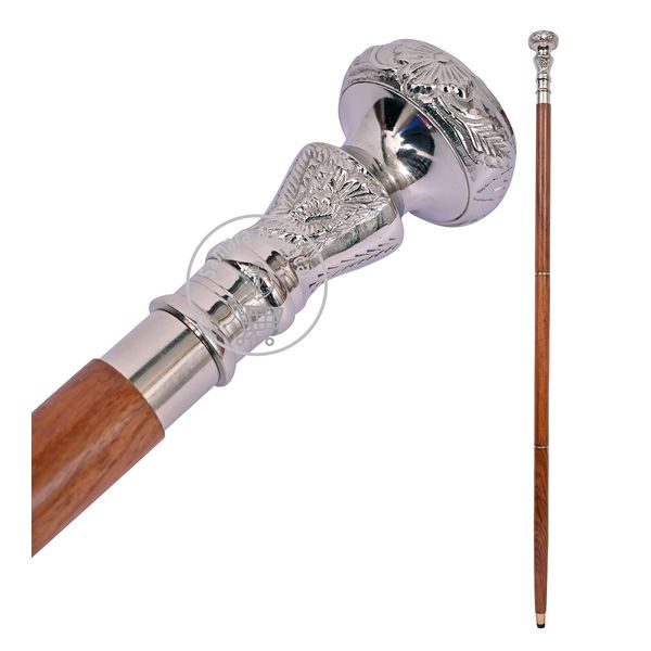 Samara Nautical Vintage Antique Walking Cane Wooden Walking Stick Silver Brass Handle Knob Gifts