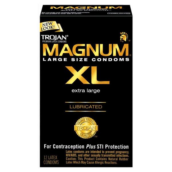 Trojan Magnum XL Lubricated Premium Latex Condoms 12 Each