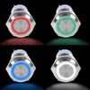 12V LED Self-locking Latching Push Button Switch, 19mm Waterproof Stainless Self-locking Button On/Off Latch Button Switch 1NO1NC(Verde)