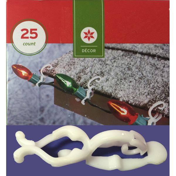 25 Gutter Shingle Clips Christmas Holiday Lights Cable Wire Hanging Decor Hooks 
