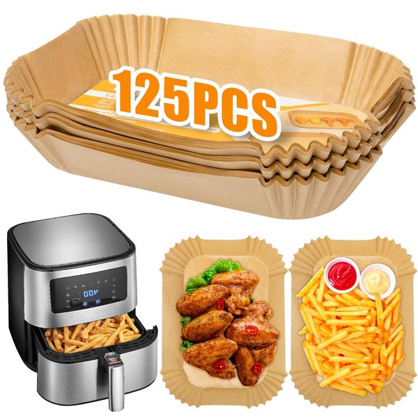 Air Fryer Liners, 125Pcs Air Fryer Disposable Paper Liners for Ninja Dual Air Fryer, Oil & Water-Proof Parchment Paper Liners for AF300UK AF400UK Accessories Salter and Other Dual Zone Air Fryer