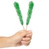 Green Rock Candy Crystal Sticks - Lime Flavored - 12 Indiv. Wrapped