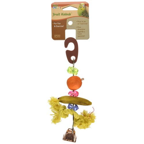 Penn-PLAX Bird-Life Fruit Kabob Bird Toy with Bell – Various Textures, Materials, and Colors – Great for Parakeets and Other Small Sized Birds – Small