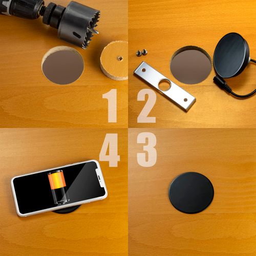 NTW Furniture Embedded Wireless Charging Pad – Easy Install, Universal Compatibility, Flat TX Module, Waterproof, Desk/Bedside/Office Use – Charger Pad for Custom Installation, 1PK