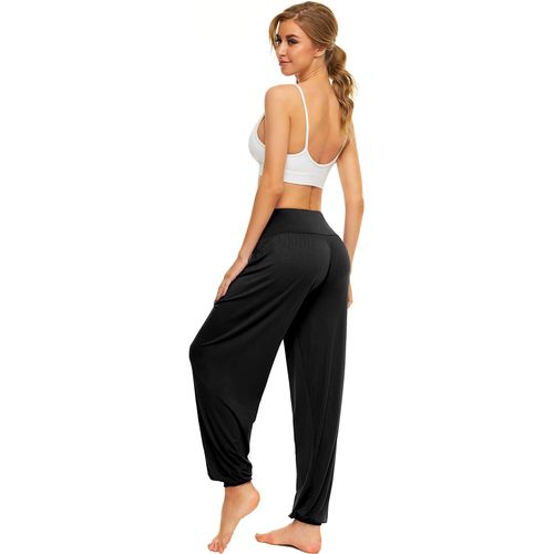 BeautyWill Haremshose/Yogahose/Jogginghose/Yoga Pilates Hosen/Yoga Pants Hose für Damen - für Sport und Training aus 95% Modal S, Schwarz