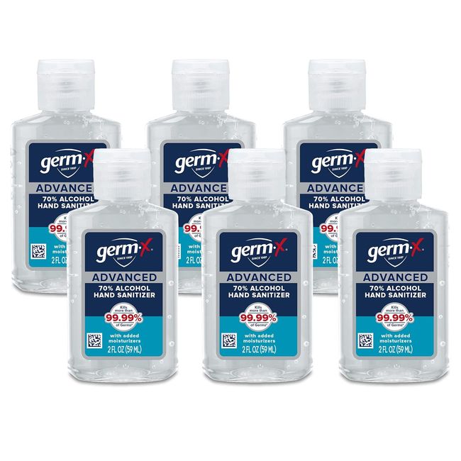 Germ-X Advanced Hand Sanitizer Non-Drying Moisturizing Clear Gel I2 Oz Pack of 6