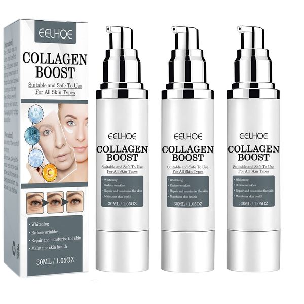 3Pcs EELHOE Collagen Boost Anti Aging Serum, EELHOE Collagen Anti-Wrinkle Cream, Voletas Collagen Boost Anti-Aging Serum