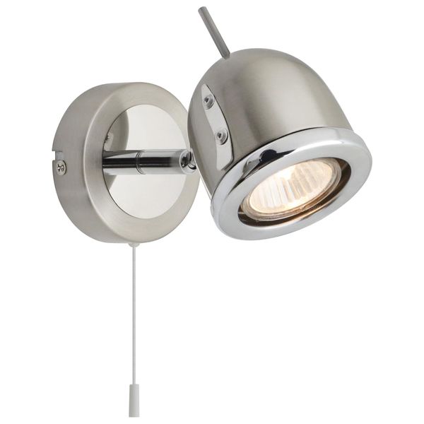 Long Life Lamp Company Brush Chrome Mounted Reading Wall Light Pull Switch Adjustable Head H3037
