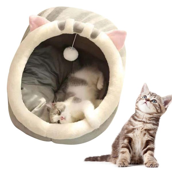 Cute Cat Bed Warm Pet House Soft Cushion Cat Kitten Cave Pad