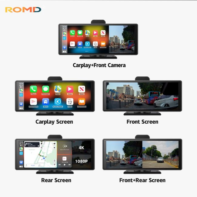 ) Carplay Android auto WiFi Dash Cam 2k+1080P Car Rear Mirror DVR dual  Recorder