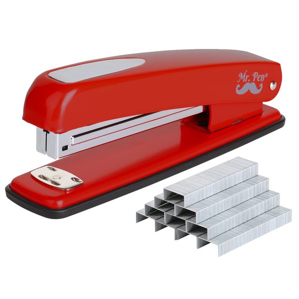 Mr. Pen- Stapler with Staples, Red Stapler, 1000 Staples, Staplers for Desk, Staplers Office, Office Stapler, Desk Stapler, Metal Stapler, Standard Stapler, Stapler and Staple, Stapler Office Supplies