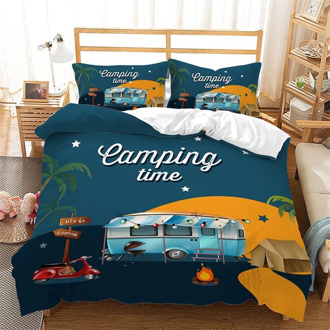  Camper Comforter Cover Happy Camping Bedding Set