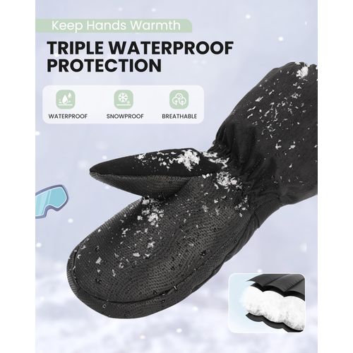 OutdoorMaster Kids Ski Mittens, Ski Winter Waterproof Thermal Snow Gloves for Boys & Girls, Skiing, Snowboard, Winter Sports