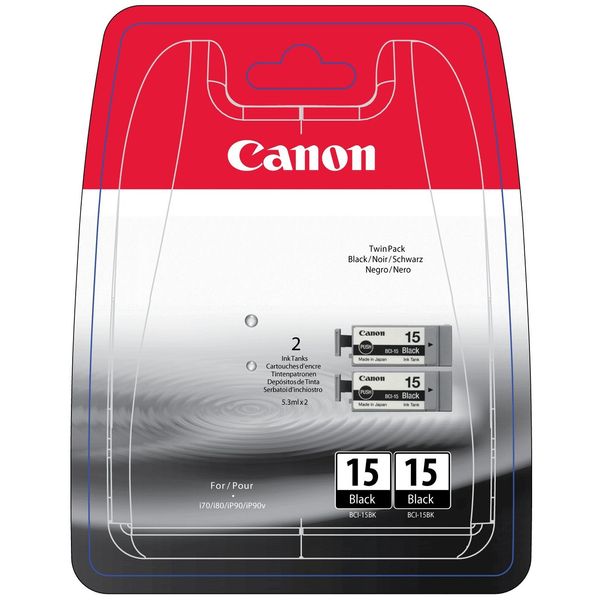 Canon BCI-15 Twin Pack Ink Cartridge 11ml Black
