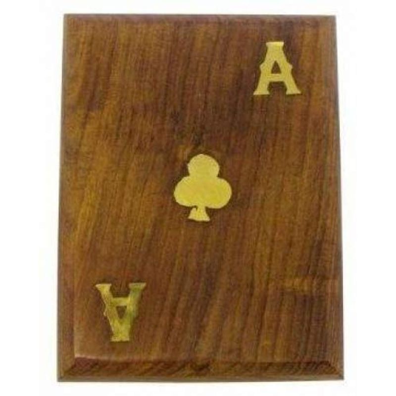Double Wooden Playing Card Box With Playing Cards Ace of Clubs Brass ...
