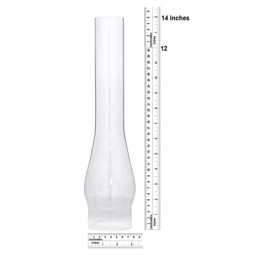 B&P Lamp 3 Inch Base by 14 Inch Tall Clear Glass Oil and Kerosene Lamp Chimney