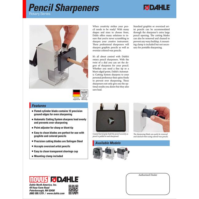 Dahle 133 Pencil Sharpener w/Point Adjuster, For Graphite