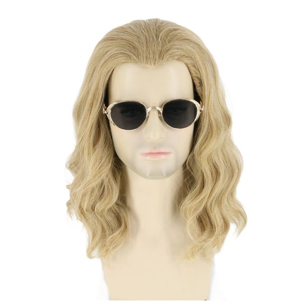 LeMarnia Thor Wig Men's Golden Short Wave Shawl Mullet Wig Fashion Party Clothing Accessories Wig