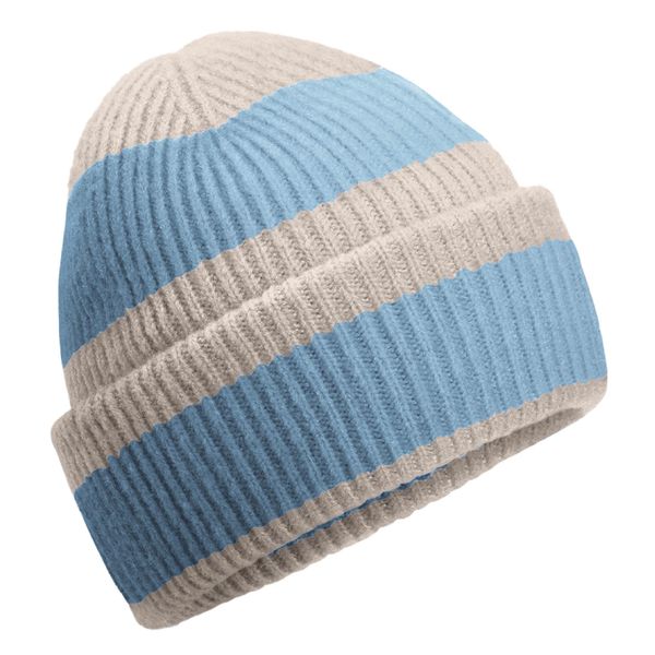 Beechfield B391 Colour Block Beanie, Natural Stone/Dusty Blue, Unit size
