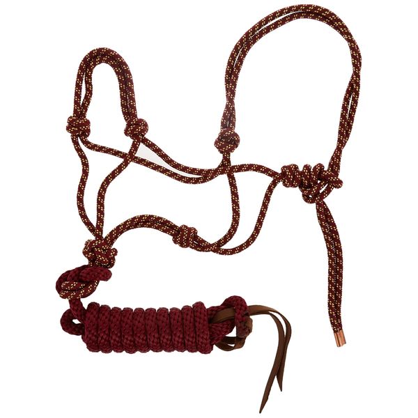 Weaver Leather Diamond Braid Rope Halter and Lead, Sangria/Gold