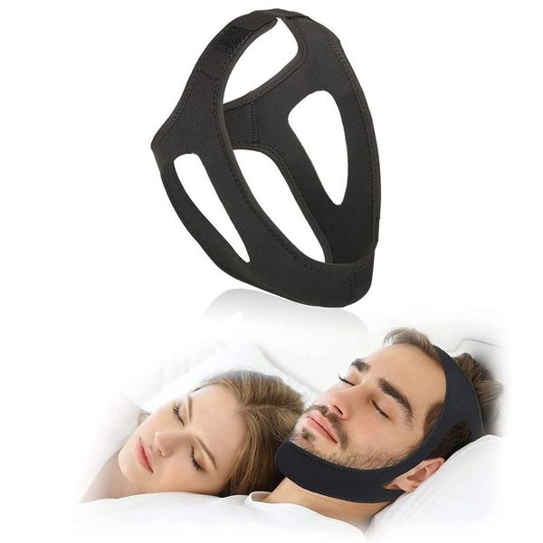 Anti Snoring Chin Strap, Anti Snore Devices Comfortable Natural Snoring Solution Flexible Adjustable Anti Snoring Devices Stop Snoring for Men Women Snoring Aids (Black)