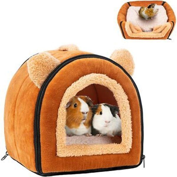 Pet Soft Guinea Pig Bed Rabbit Cozy Hideout House Bunny Brown