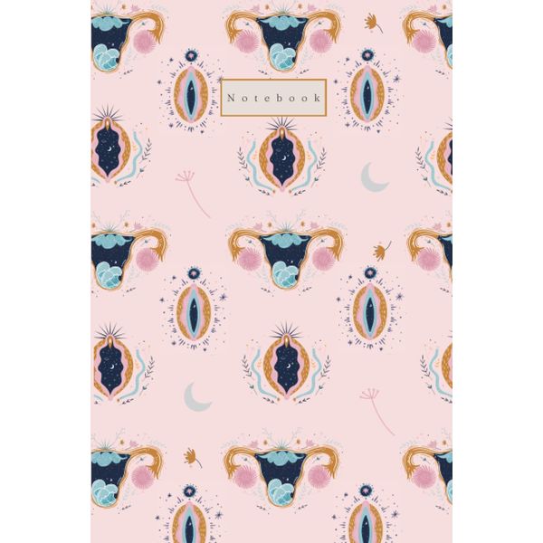 Uterus and labia illustration lined notebook: Pink (Mango Pineapple Boooks)