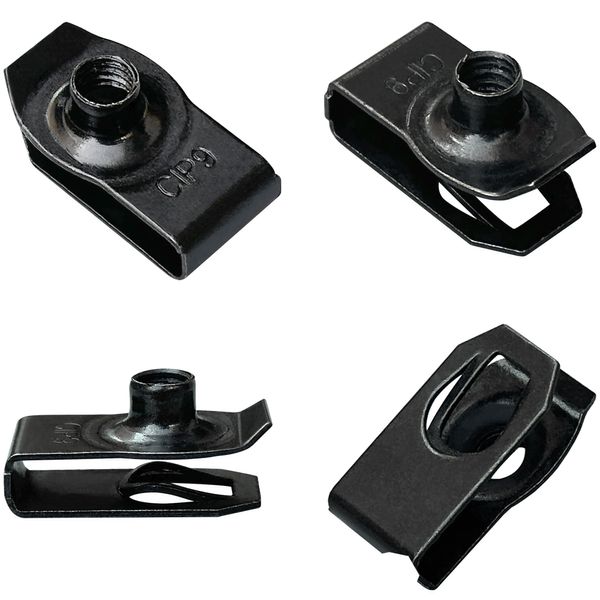 30 PCS U Nut Clips,Black Metal Clip-On Nuts,M6 Screw U-Clips
