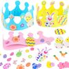 VEYLIN Easter Crown Kits, Easter Crafts Kit Easter Bonnet Kit for Kids DIY with Easter Eggs, Bunny Chick Easter Crafts for Kids