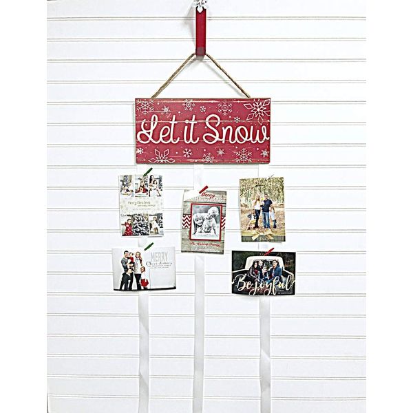 Christmas Card Holder - Let it Snow (Red)