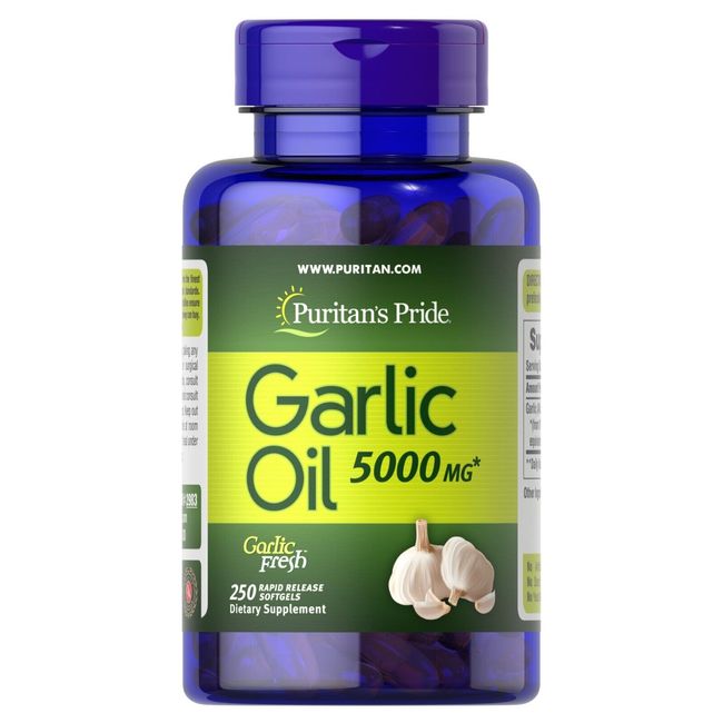 Puritan's Pride GARLIC OIL 5000 mg 250 Softgels Capsules Supplement, Gluten Free