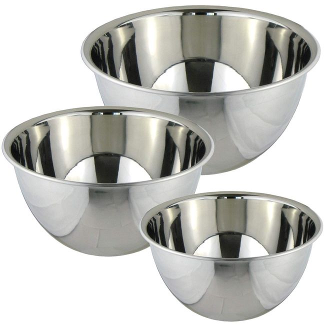 Nagao Tsubamesanjo Deep Bowl Set, 7.9 inches (20 cm), 9.1 inches (23 cm), 10.2 inches (26 cm), 18-8 Stainless Steel, Made in Japan