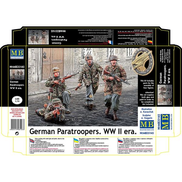 Masterbox 1:35 Scale German Paratroopers WWII Construction Kit (Grey)