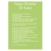 Age 89 Body Facts Birthday Card