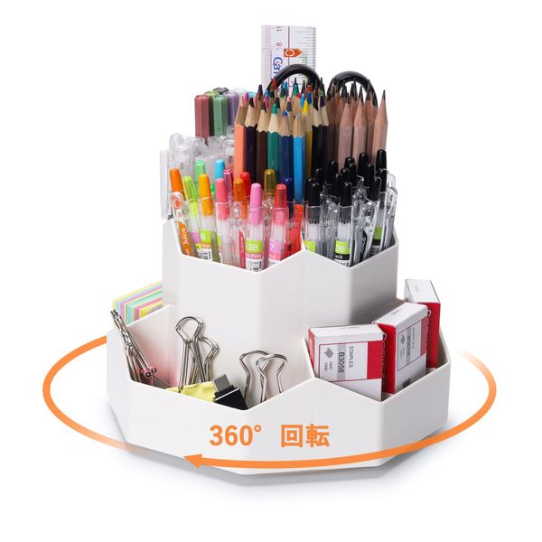 FRETONBA Pen Holder, 360 Degree Rotation, Large Capacity, 9 Greed Classification Pencil Holder, Multi-functional, Classification Box, Small Classification, Tabletop Storage, Desk Organizer,